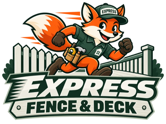 Express Fence & Deck — red fox mascot logo