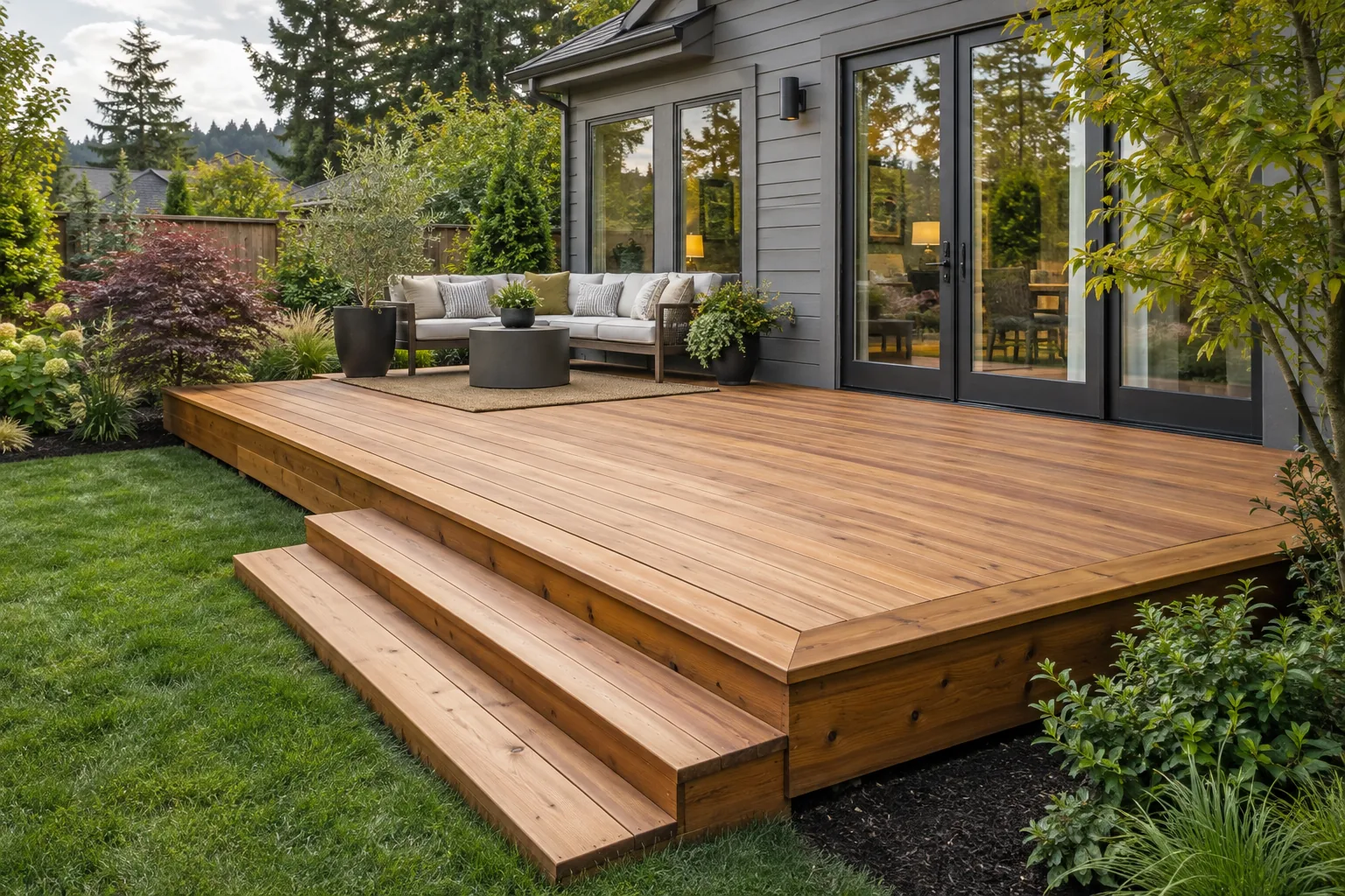 AI-generated cedar decking design inspiration
