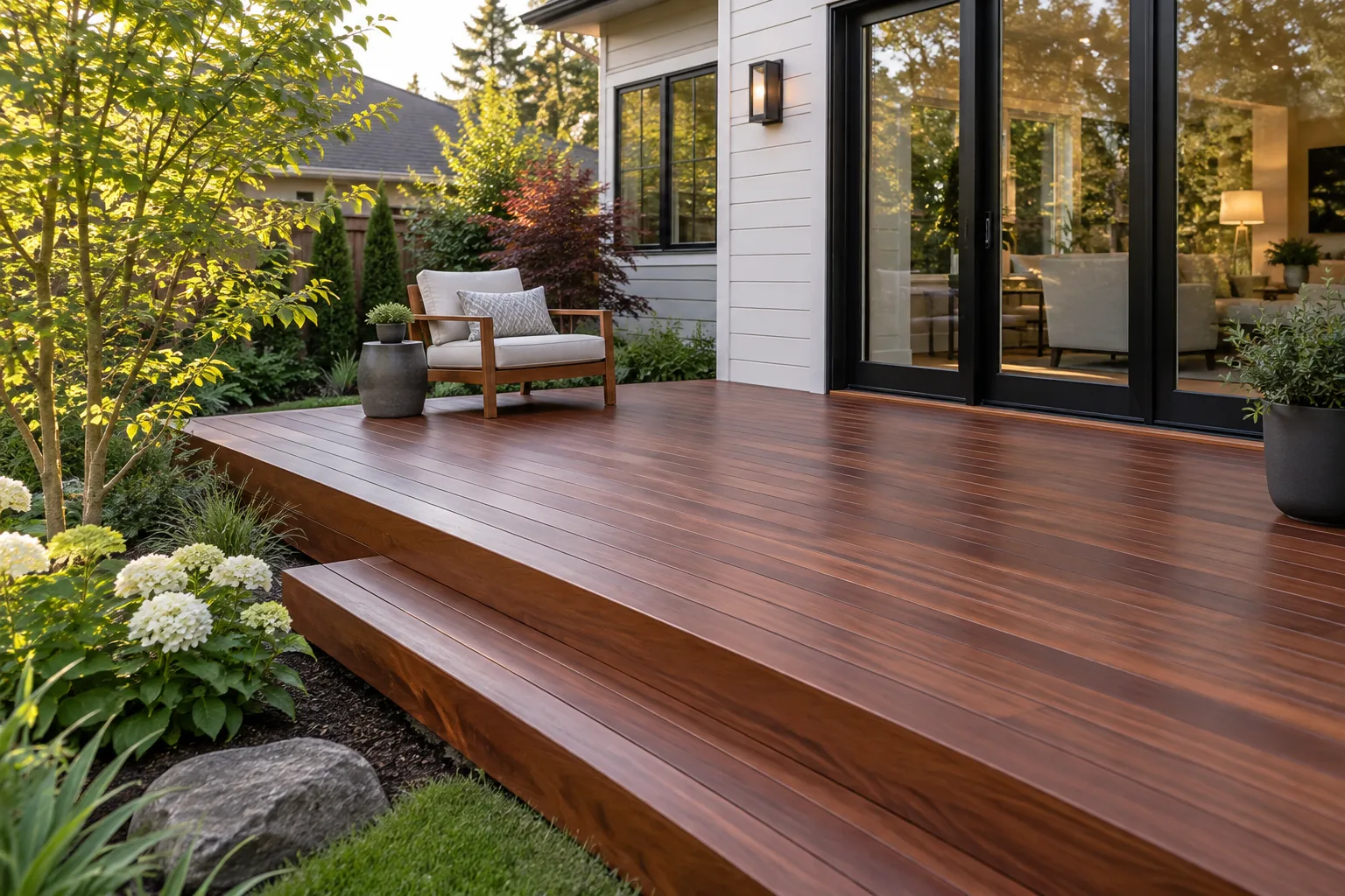 AI-generated hardwood decking design inspiration