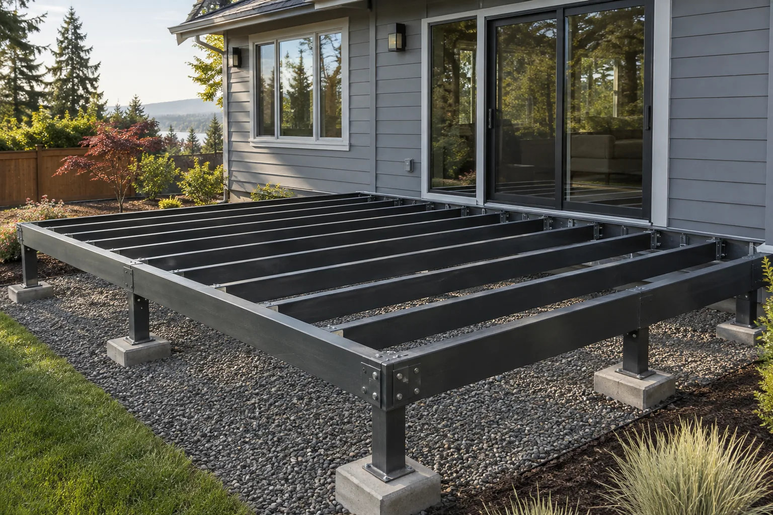 AI-generated steel deck framing design inspiration showing material and layout