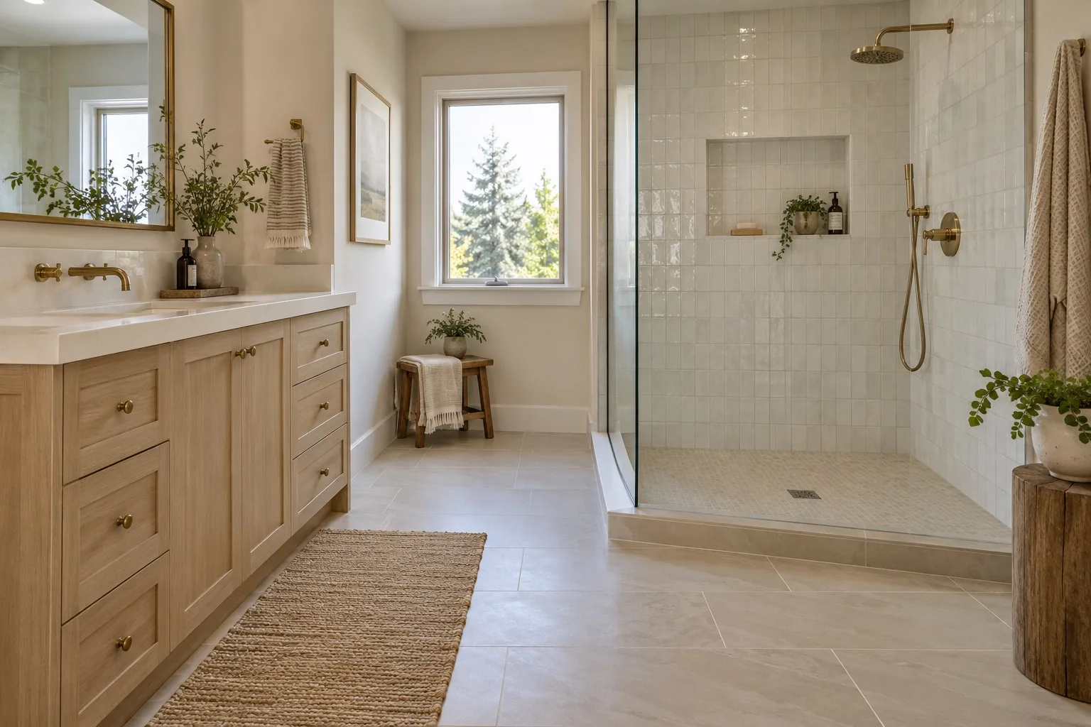 Design inspiration: tiled bathroom with walk-in shower